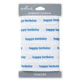 Happy Birthday White Grosgrain Ribbon, 19.6'