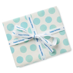 Happy Birthday White Grosgrain Ribbon, 19.6'