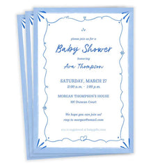 Elegant Blue Doodle Flat Baby Shower Invitation