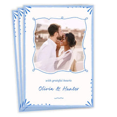 Elegant Doodle Flat Wedding Thank You Photo Card