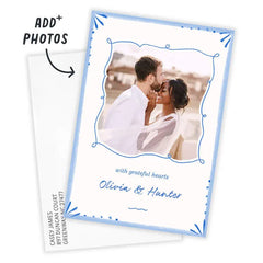 Elegant Doodle Flat Wedding Thank You Photo Card