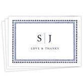 Blue Botanical Border Flat Wedding Thank You Photo Card