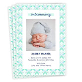 Blue Quilt Pattern Introducing Birth Announcement
