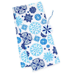 26" Blue Snowflakes Holiday Fabric Gift Wrap With Gift Tag