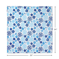 26" Blue Snowflakes Holiday Fabric Gift Wrap With Gift Tag