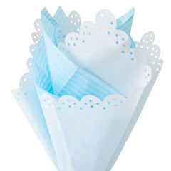 Blue Stripes and White Lace-Edged 2-Pack Tissue Paper, 4 sheets total