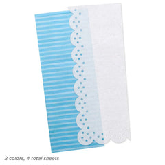 Blue Stripes and White Lace-Edged 2-Pack Tissue Paper, 4 sheets total