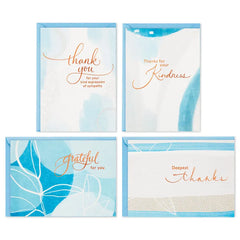 Blue Watercolor Assortment Blank Sympathy Thank-You Notes, Pack of 24