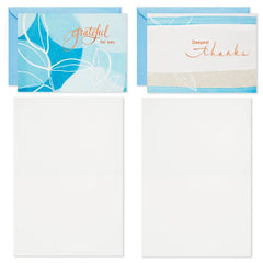 Blue Watercolor Assortment Blank Sympathy Thank-You Notes, Pack of 24