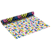Geo Pattern on White and Wavy Blue Lines Reversible Table Runner