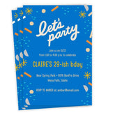 Let's Party Confetti Flat Birthday Invitation