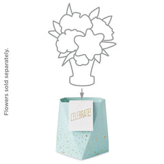 Build-a-Bouquet Celebrate Turquoise Blue Pop-Up Paper Vase With Mini Card