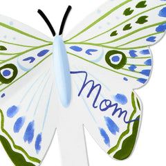 Mom Blue and Green Butterfly Garden Stake, 6.5"