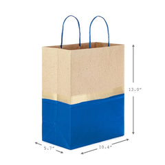 13" Blue and Kraft Paper 6-Pack Gift Bag