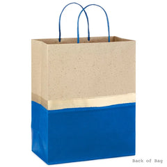 13" Blue and Kraft Paper 6-Pack Gift Bag