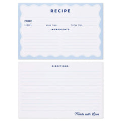 Blue and White Recipe Organizer Box With Recipe Cards