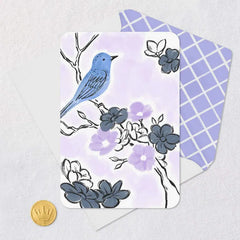 Bluebird on Flowering Branch Blank Card