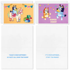 Bluey and Bingo Party Fun Assorted Birthday Cards for Kids, Pack of 16