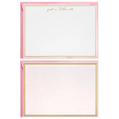 Upscale Pink and White Assorted Blank Flat Note Cards in Caddy, Pack of 40