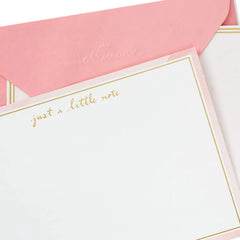 Upscale Pink and White Assorted Blank Flat Note Cards in Caddy, Pack of 40
