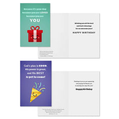 Bold and Bright Assorted Religious Birthday Cards, Box of 12