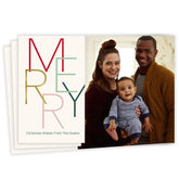 Modern Minimal Merry Flat Christmas Photo Card