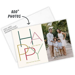 Modern Minimal Happy Flat Holiday Photo Card