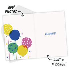 Bold and Bright Balloons Custom Birthday Card