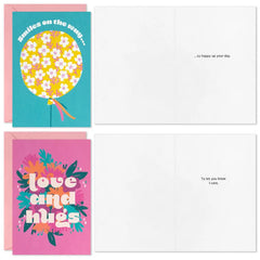 Flowers and Balloons Assorted Encouragement Cards, Pack of 16