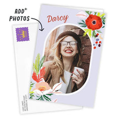 Bright Flowers and Oval Frame Custom Card