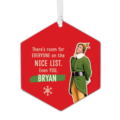 Elf Metal Personalized Ornament, Custom Text