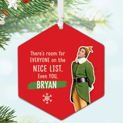Elf Metal Personalized Ornament, Custom Text