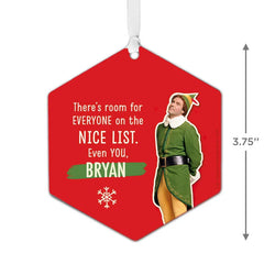 Elf Metal Personalized Ornament, Custom Text