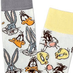Looney Tunes™ Cartoon Faces Mismatched Novelty Crew Socks