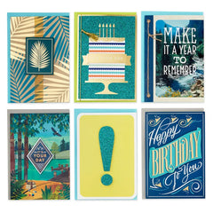 Premium Assorted Handmade All-Occasion Cards in Leaf Print Organizer, Box of 24