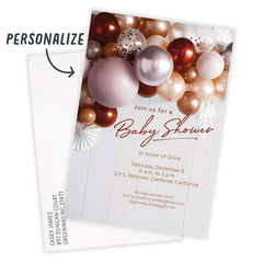 Burgundy Balloons Baby Shower Invitation