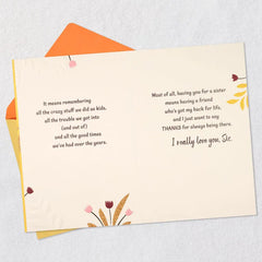 Thanks for Always Being There Card for Sister