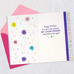 Cake With Candle and Confetti Birthday Card for Goddaughter