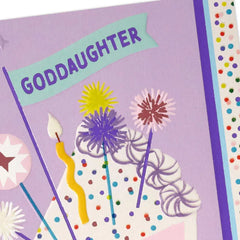 Cake With Candle and Confetti Birthday Card for Goddaughter