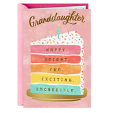 Cake Slice Happy and Bright Birthday Card for Granddaughter