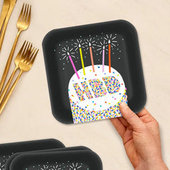 "HBD" Cake Dessert Plates, Pack of 8