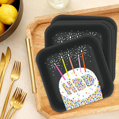 "HBD" Cake Dessert Plates, Pack of 8