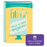 Here's to You Cake and Candles Gift Card Greeting Birthday Card