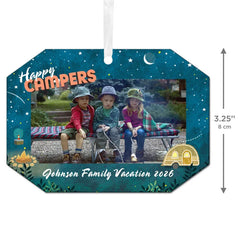 Happy Campers Metal Personalized Ornament, Custom Photo and Text