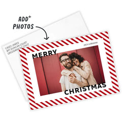 Candy Cane Stripe Flat Christmas Photo Card