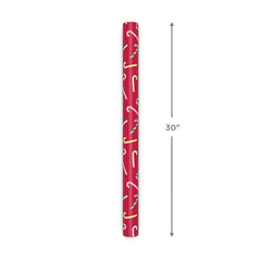 Candy Canes on Red/Dots on Green Christmas Reversible Wrapping Paper Roll, 30 sq. ft.