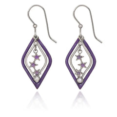 Silver Forest Stars Silver and Purple Drop Earrings