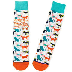 Everyday Is Caturday Funny Crew Socks