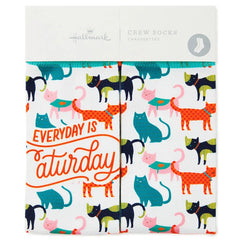 Everyday Is Caturday Funny Crew Socks