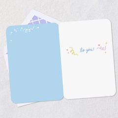 Champagne Bottle and Confetti Streamers Congratulations Card